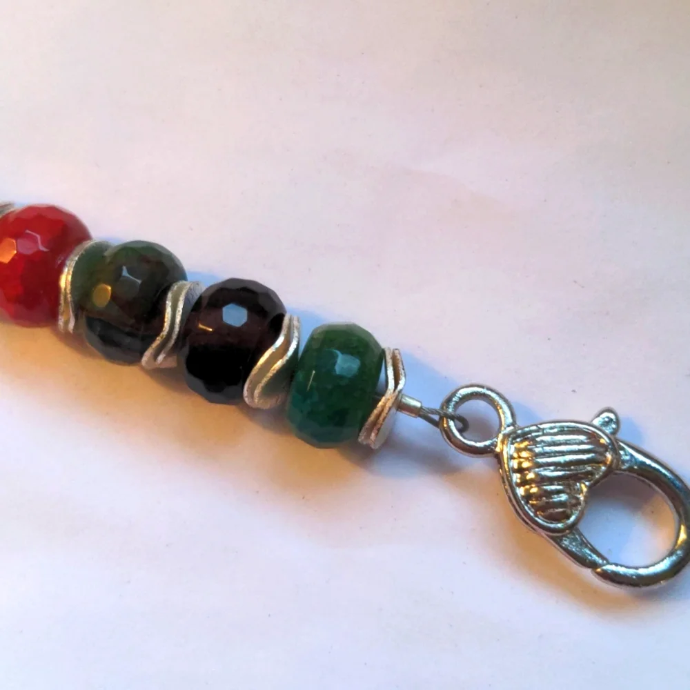 New Agate Bracelet.  Multi color, faceted.  Silver. Handcrafted.  7 1/2